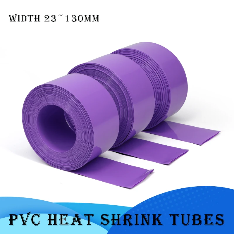 

1~20M Purple PVC Heat Shrink Tube 18650 Battery Wrap Film Width 23~130mm Insulated Cable Protector Cover Skin for Battery Packs