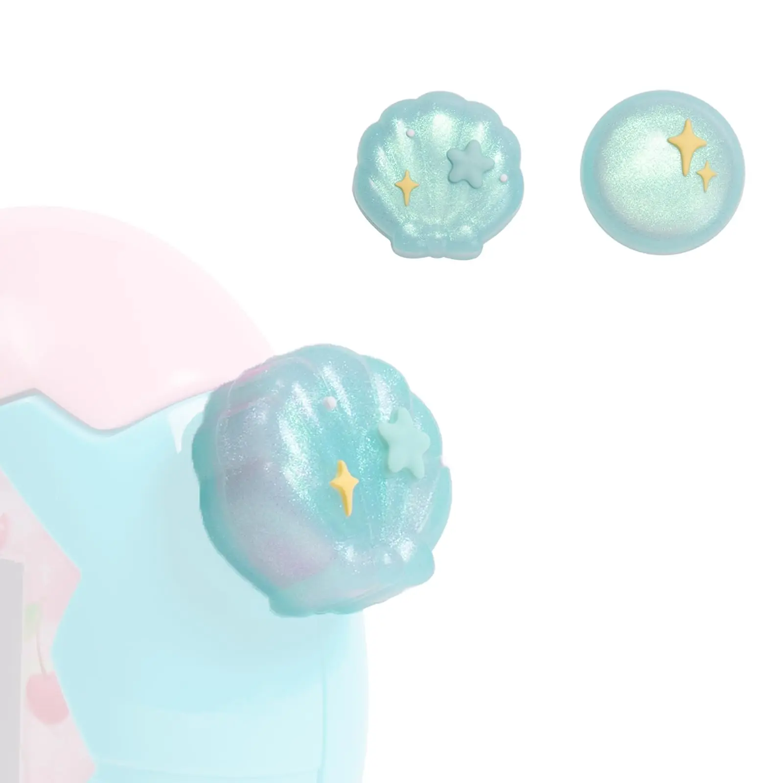 2 stuks siliconen knopbeschermers met schelp- en parelmotief voor de Tamagotchi Paradise – schattige decoratieve accessoires met een oceaan-thema voor je virtuele huisdier.