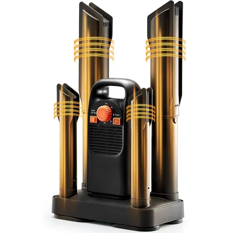 Removable 4-tube shoe dryer with timer for quick drying Black and orange Convenient and efficient shoe drying solution