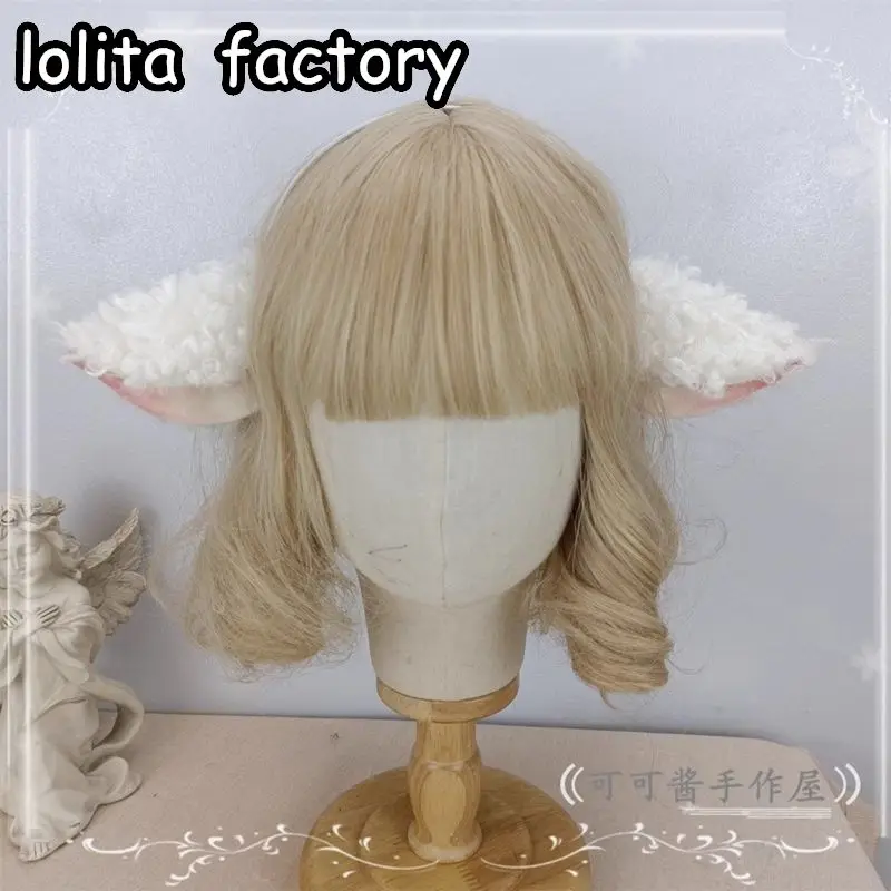 lolita Sheep ear pair Clip hair hoop Day Tie headwear Cute maiden Heart Baa Baa Beast ear KC hair accessories Hair clip