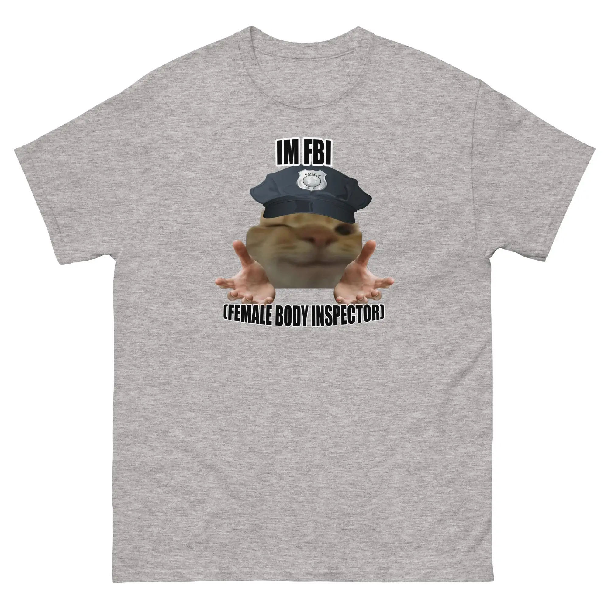 تي شيرت مضحك على شكل قطة: أنا مكتب التحقيقات الفيدرالي - فحص جسم أنثى مريح وناعم يسمح بمرور الهواء ملابس رجالية عصرية من Trendyf Unny