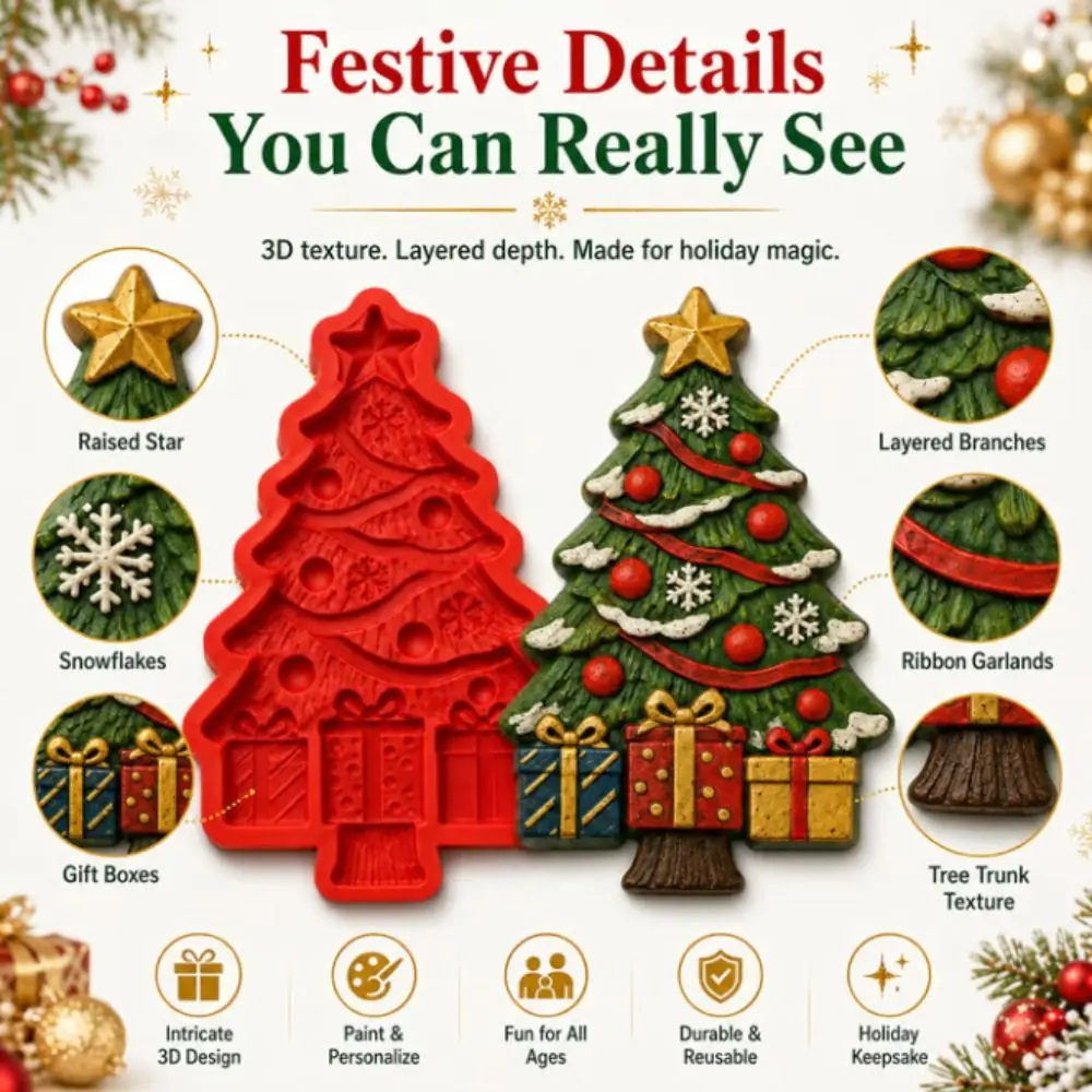 Christmas Tree Shape Christmas Tree Mold Coloring Craft Set Pigment Set DIY Painting Craft Kit Gypsum Casting