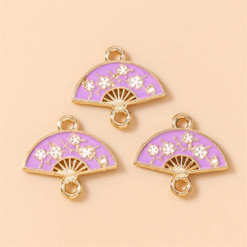 20 Stück 16x14mm Niedliche Emaille-Blumen-Fächer-Anhänger Verbinder für Schmuckherstellung DIY Halsketten Armbänder Handgemachtes Zubehör – Detail 7