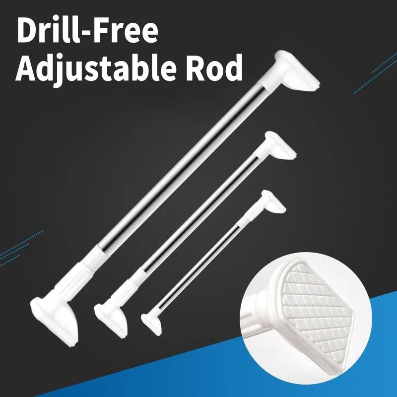 Drill-Free Adjustable Rod Adjustable Stainless Steel Tension Telescopic Rod White Shower Curtain Rod Retractable Hanger Rod