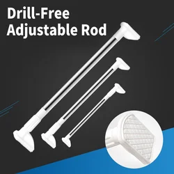 Drill-Free Adjustable Rod Adjustable Stainless Steel Tension Telescopic Rod White Shower Curtain Rod Retractable Hanger Rod