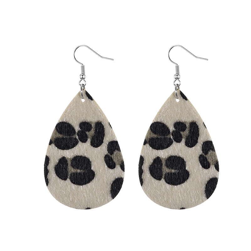 Classic Fashion Leopard Print Faux Leather Earrings For Women Girls Lightweight Teardrop Handmade Drop Dangle Earrings Jewelry