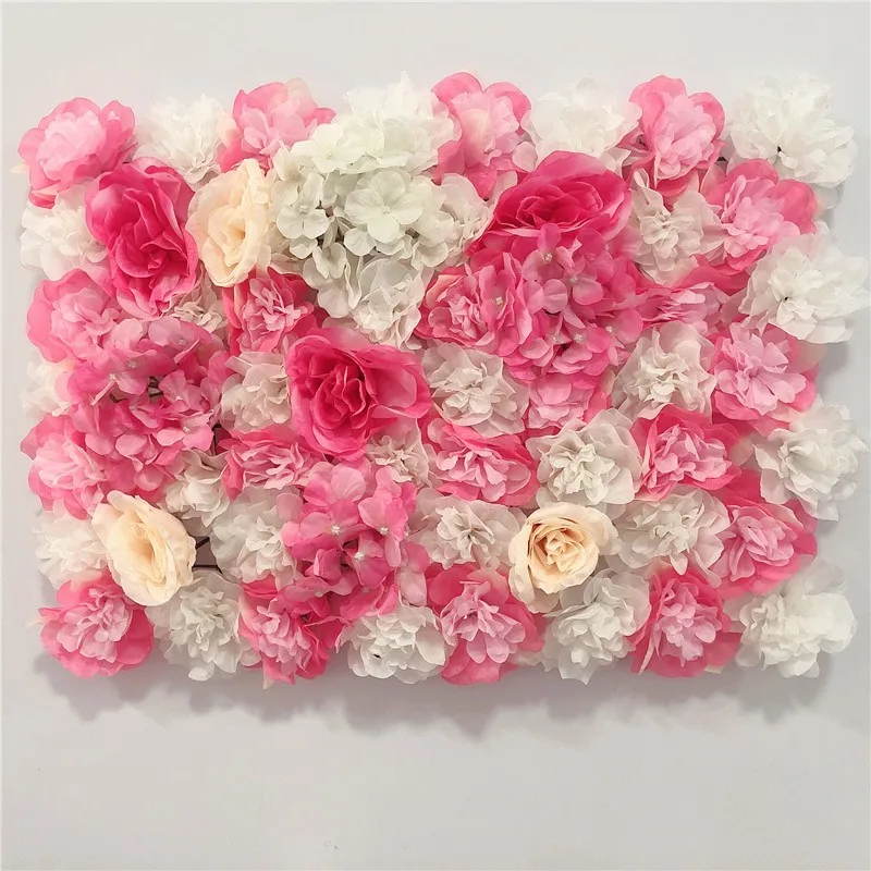 Roze Zijde Roos Bloem Muur Kunstbloem Achtergrond Paneel voor Bruiloft Baby Douche Verjaardag Thuis Feestdecoratie Kamer Decor