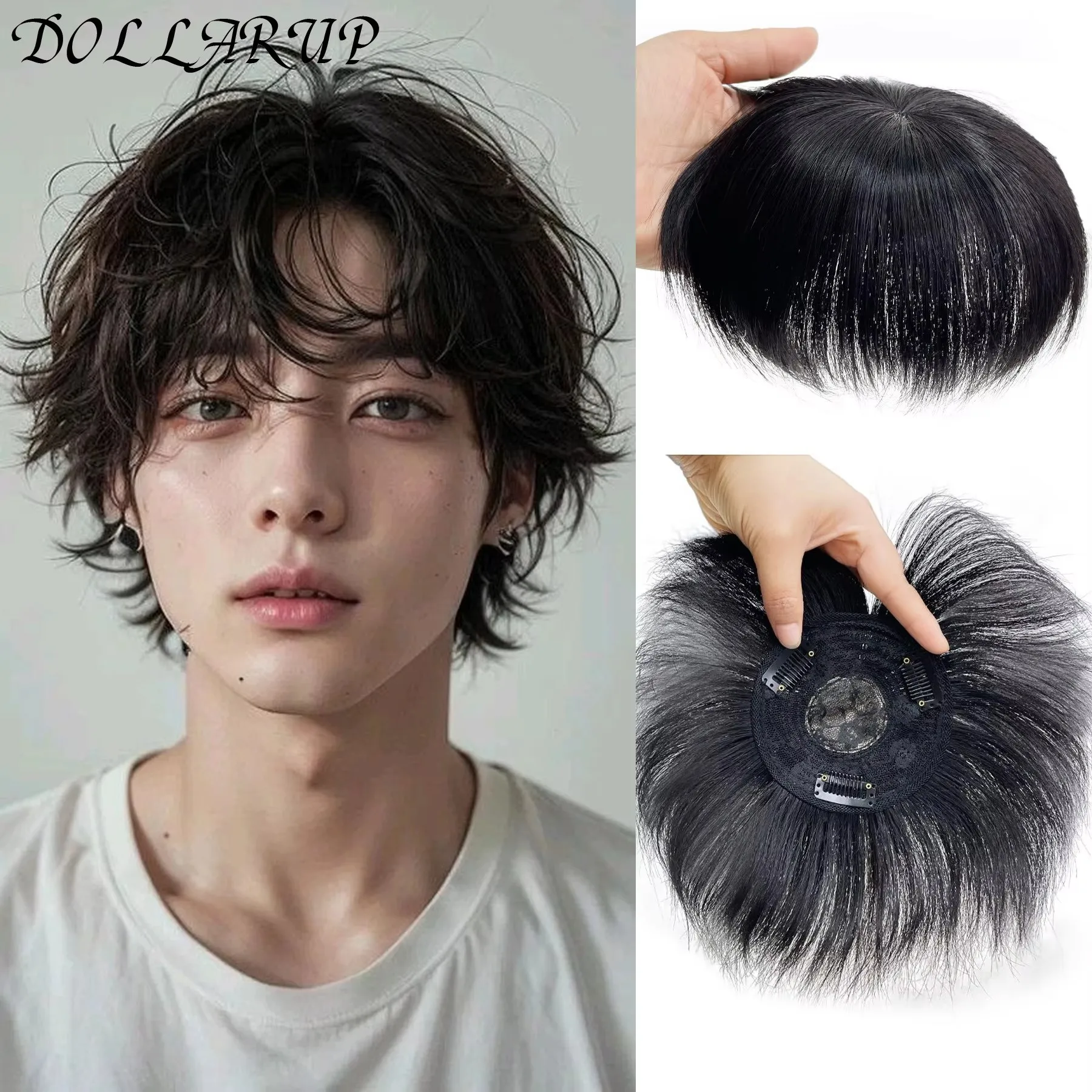 JKL Synthetic Fake Fringe Bang Closure Hair Clip in Front Neat Bang Extensions Natural Invisible False Bangs Cover White Hair