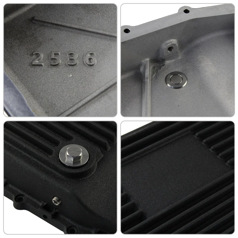Aluminum Heavy Duty Raw Cast  w/10R80 Transmission Oil Pan For 2017-2025 Ford F-150 F150 V6  V8 Engine Silver /Black