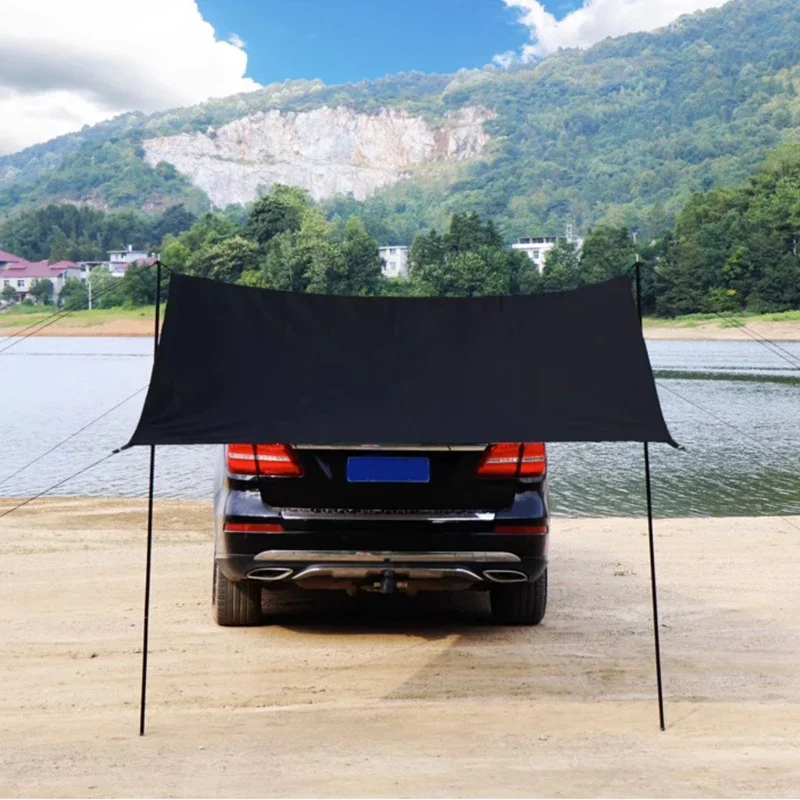 سيارة المضادة للأشعة فوق البنفسجية مظلة جانبية الخفافيش شكل طلاء قماش القنب في الهواء الطلق مقاوم للماء التخييم الأسود المغلفة السيارات الخلفية المأوى خيمة لسيارات الدفع الرباعي فان #6