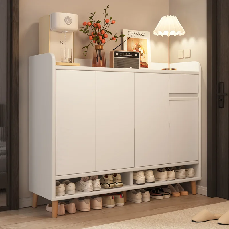 

Shoe cabinet household storage cabinet integrated against the wall 2025 new indoor solid woo