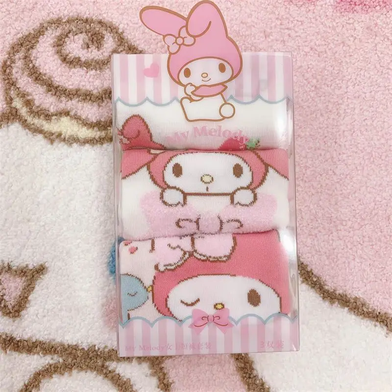 3Pairs Kawaii Sanrio Kuromi Socks Cinnamoroll Dog My Melody Anime Cute Student Summer Thin Comfortable Sports Socks for Girls