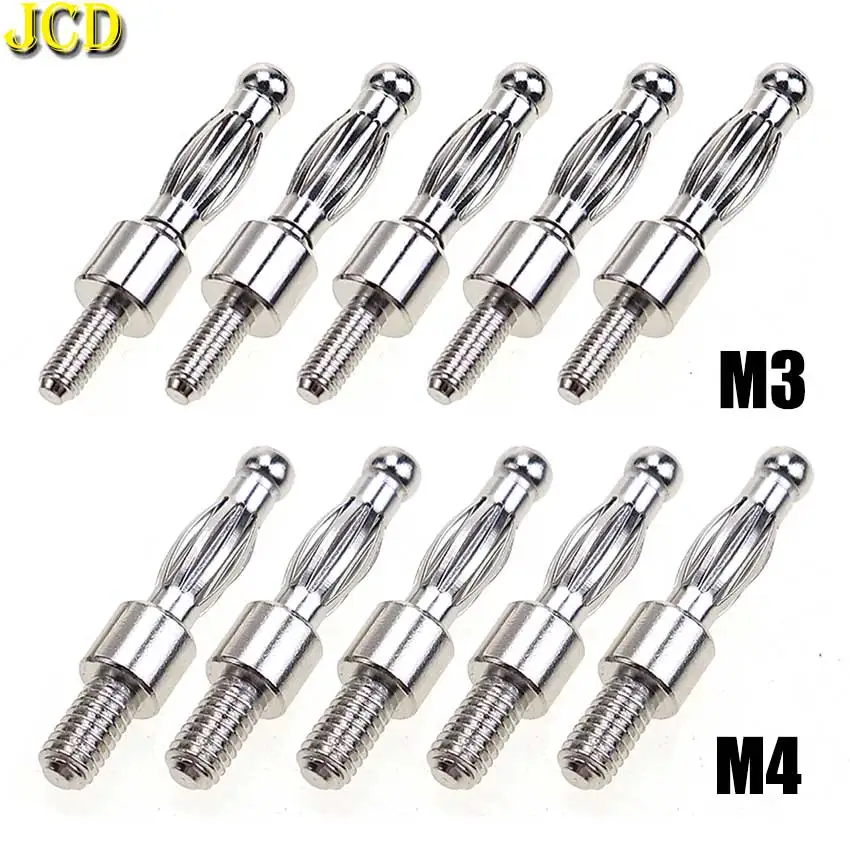 JCD 10pcs 4mm Banana Plug Connector Adaptor 3mm / 4mm Lantern Shape Type Banana Plugs with M3/M4 Screw Thread