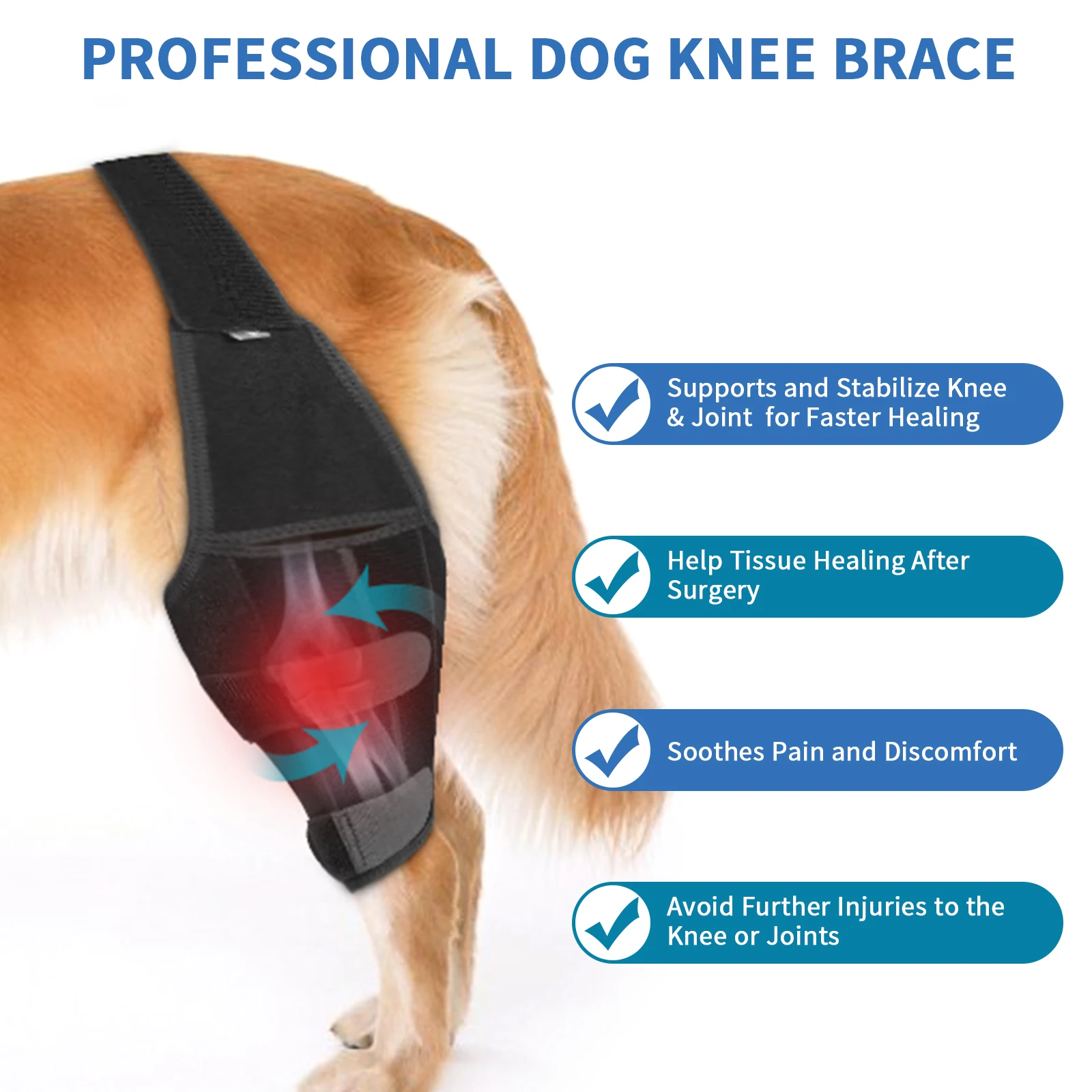 Pet Puppy Knee Pads Dog Leg Knee Brace Straps Dog Accessories Adjustable Dogs Support Belt For Joint Injury Recovery Legs