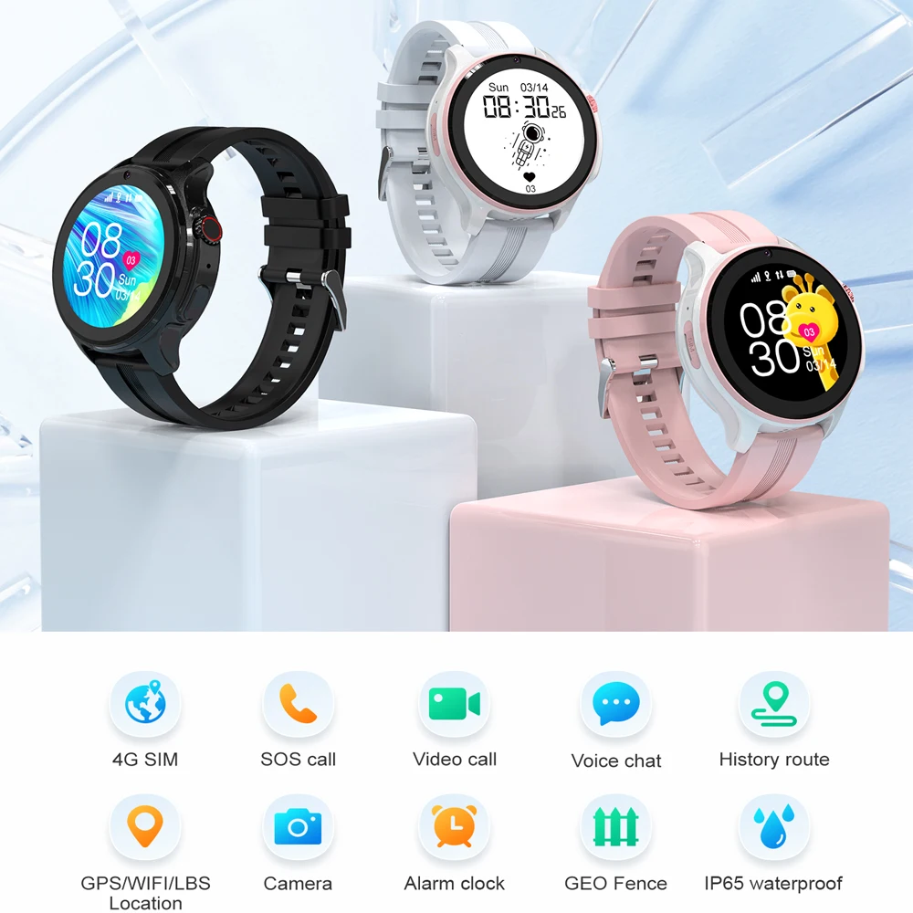 4G Kids Smart Watch Phone Video Call With Rotate Button Voice Chat Pedometer SOS Call Back Monitor GPS WIFI Location Smartwatch