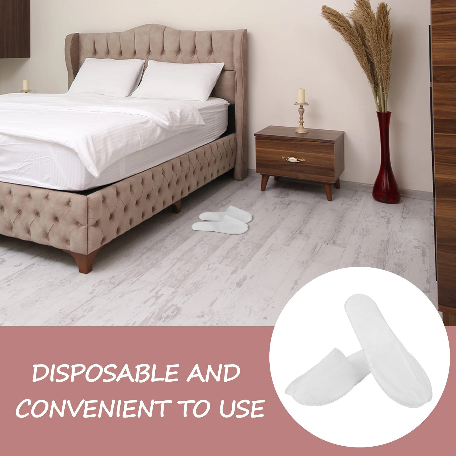 

10 Pairs Disposable Slippers Hotel Spa Guest Thick Nonwoven Water Bottom Resistant Single Use for Home Massage