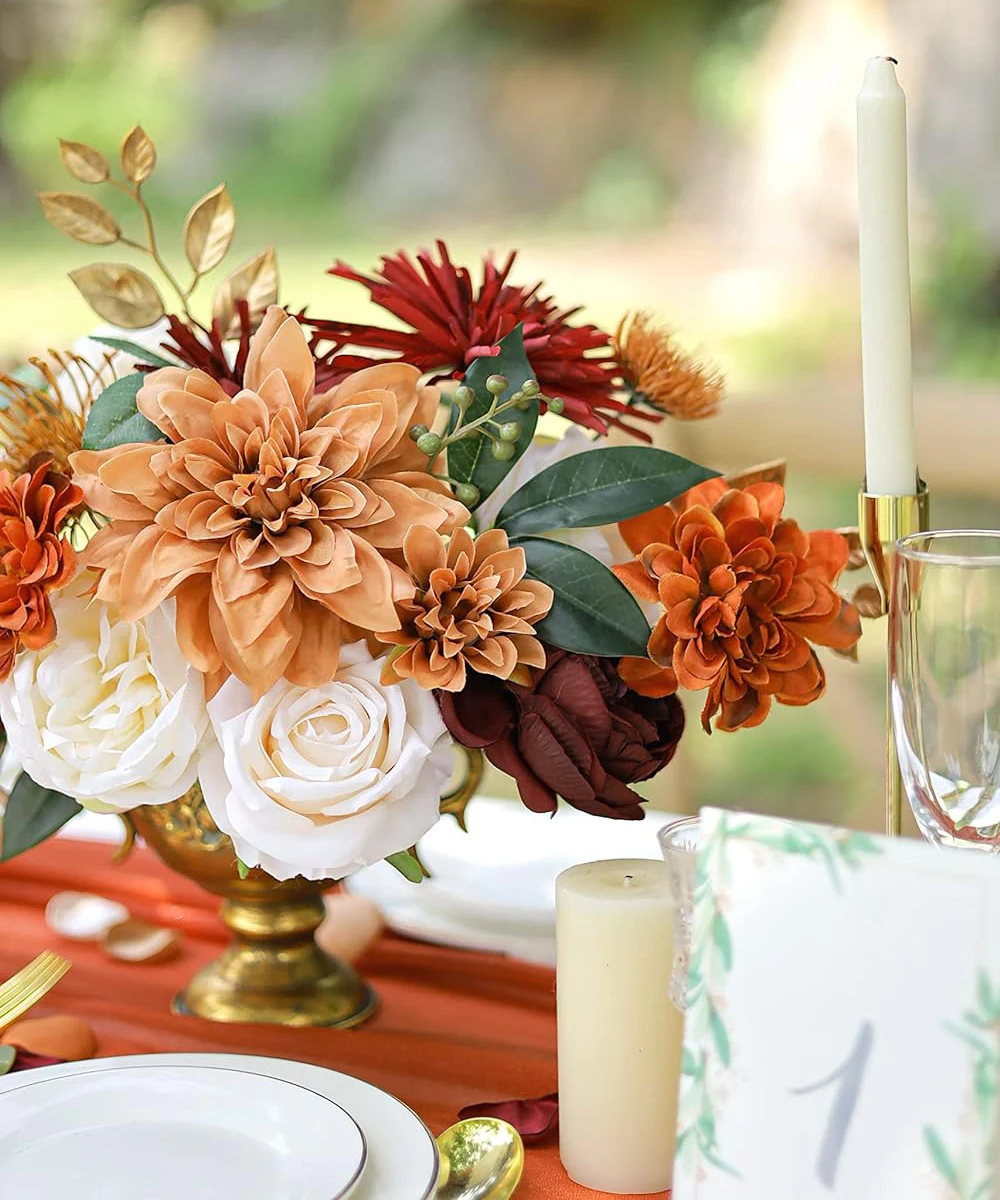 YeeNanee Autumn Artificial Flowers Combo Box Set Terracotta for DIY Wedding Table Centerpieces Bridal Bouquets Home Party Decor