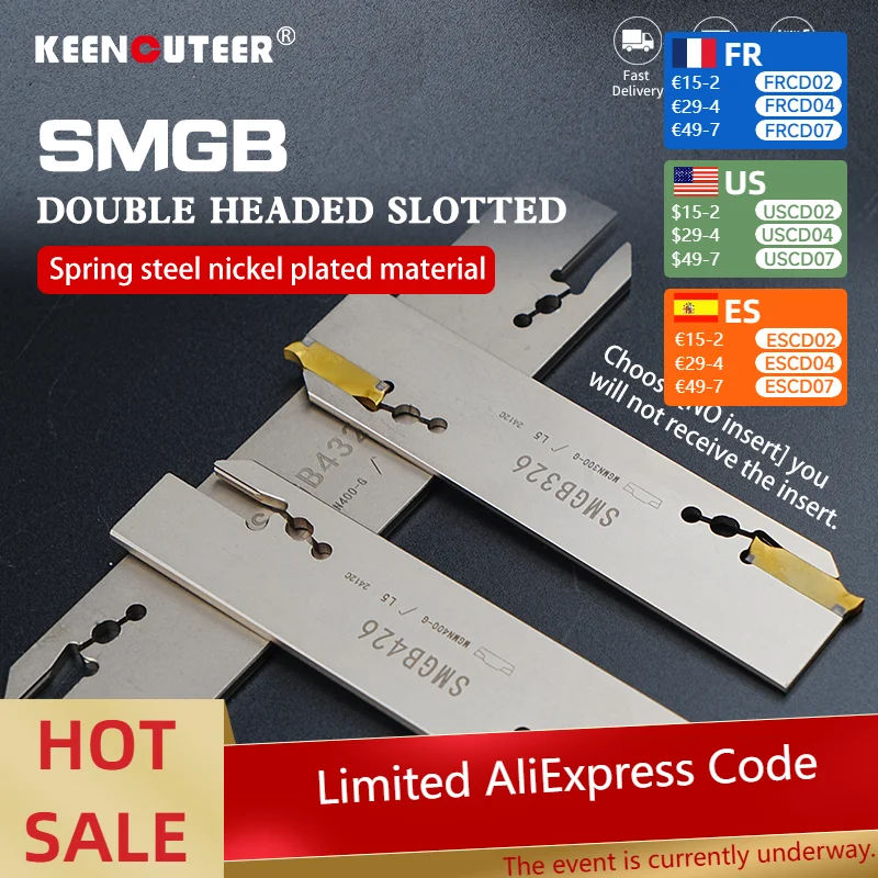 

White high quality spring steel SMGB26 SMGB32 Double-ended grooving cutter plate with SMBB holder For MGMN/MGGN series inserts