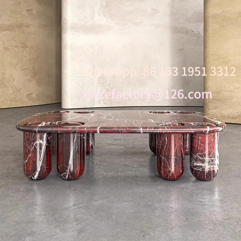 

Customizable French minimalist 2025 new living room high sense natural Roman travertine marble rectangular coffee table home