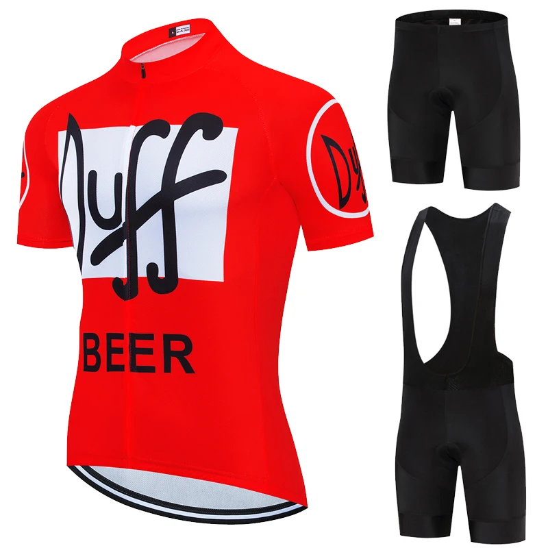 Summer Men\'s Cycling Jerseys Set 2024 DUFF Red MTB Bicycle Short Sleeve Outdoor Clothes Quick Dry Ropa De Ciclismo Hombre