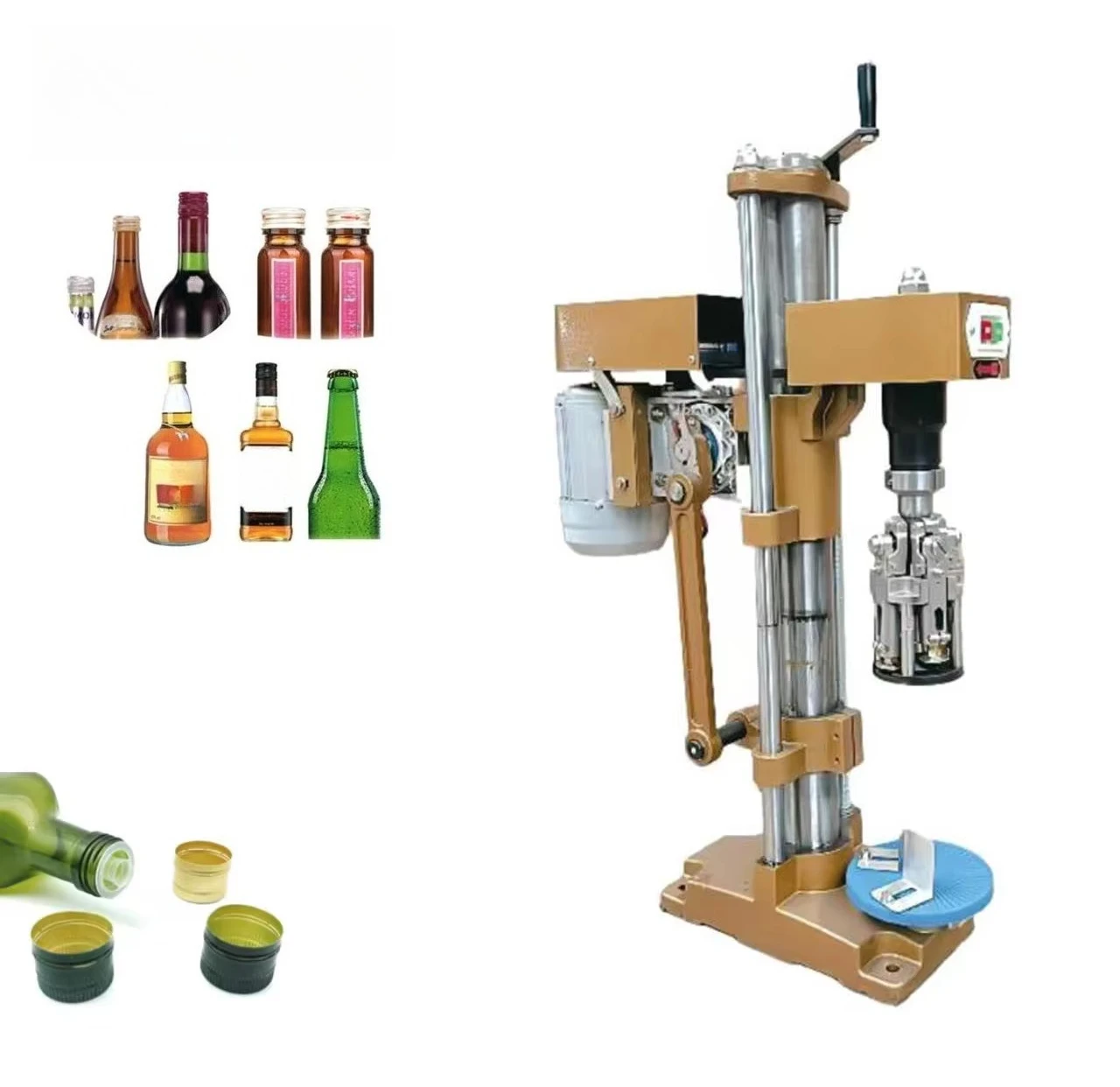 High-Efficiency Semi-Automatic Glass Bottle Capping Machine - Manual Adjustment Bottle Sealer