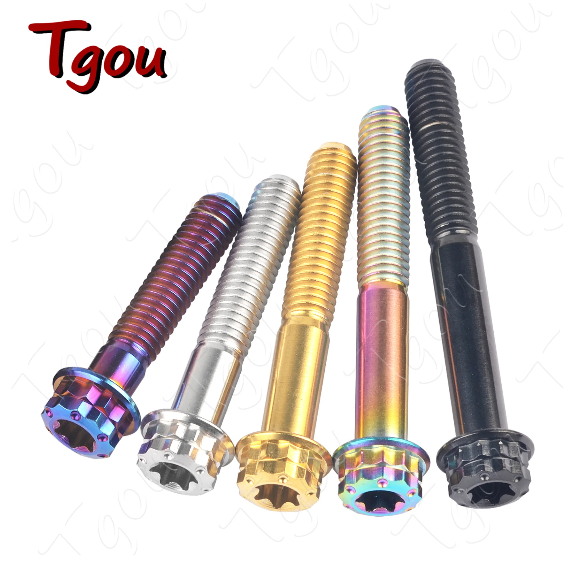 Tgou Titanium Bolt M6x10 15 20 25 30 35 40 45 50mm Torx T30 Flange 12 Points Head Screw for Bicycle Motorcycle Modification