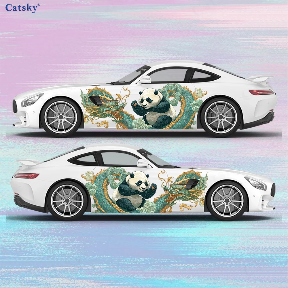 

Chinese Panda and Japanese Dragon Car Vinyl Wraps Decal Self-adhesive PVC Sticker Suitable for Trucks SUV Decor Auto Accessories