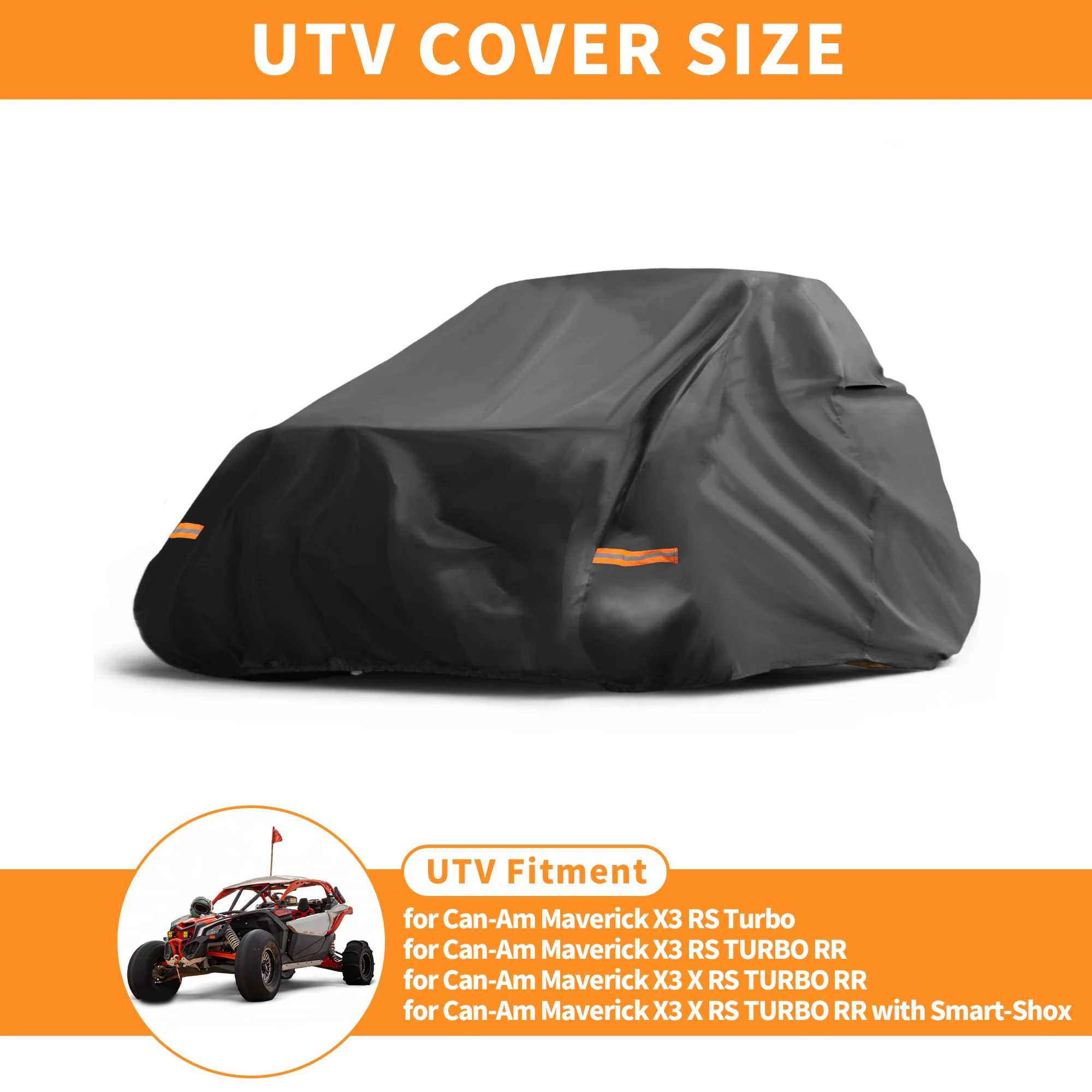 UXCELL Waterproof 2 Seater Side by Side UTV Cover for Can-Am Maverick X3 RS Turbo Black