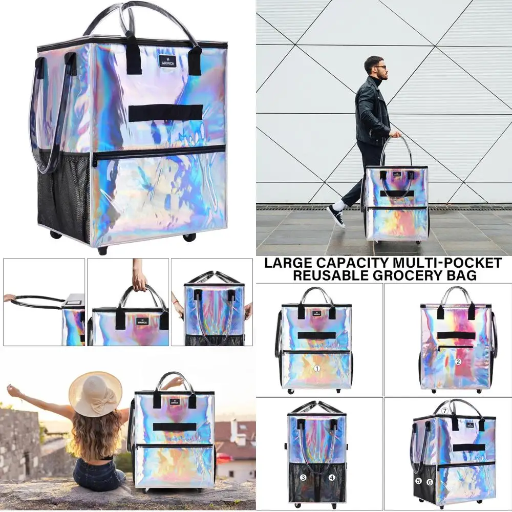 รถเข็นช็อปปิ้งแบบพับได้ที่ทนทานพร้อมความมั่นคงที่เพิ่มขึ้นและผ้ากันน้ำสำหรับการขนของชำที่มีน้ำหนักมาก