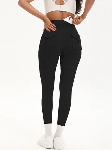 Women Yoga Legging trousers with pocket High Waist Fitness pants Cargo style Cycling Workout Gym Pants Breathable sports pants