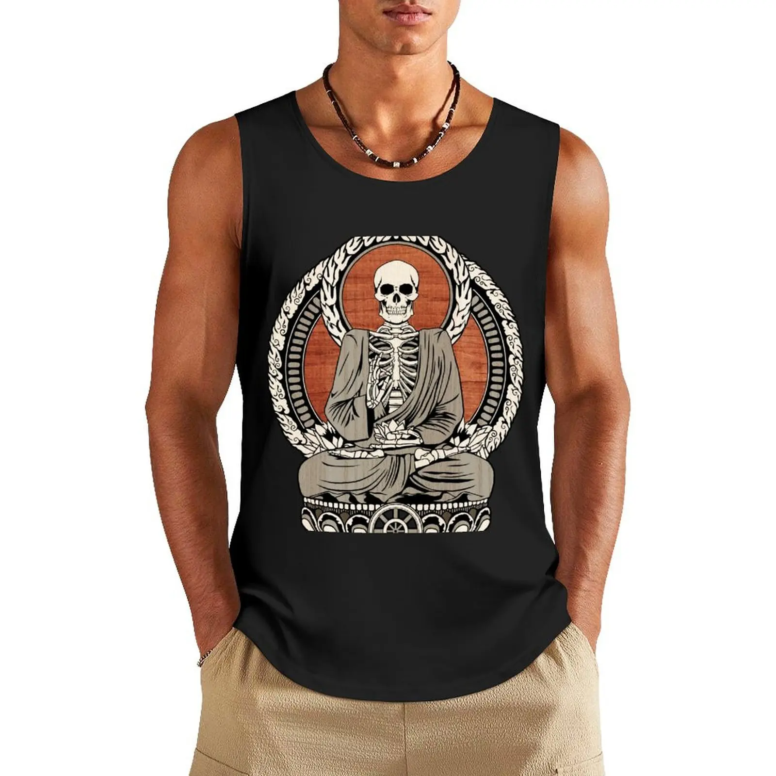 

Skeleton Buddha Tank Top sleeveless shirts man vest basketball clothing