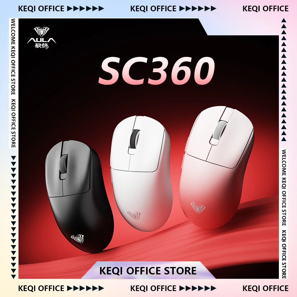 

AULA SC360 Gaming Mouse Wireless Tri-mode Lightweight 1k Polling Rate 800mAh Gaming Mice Customized Pc E-sports Accessories gift
