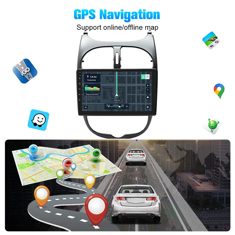 Byseveny 4G/SIM Android 13 For Peugeot 206 206CC 206SW (2002-2010) Radio Car Multimedia Video Player Car Radio Tool GPS/Carplay