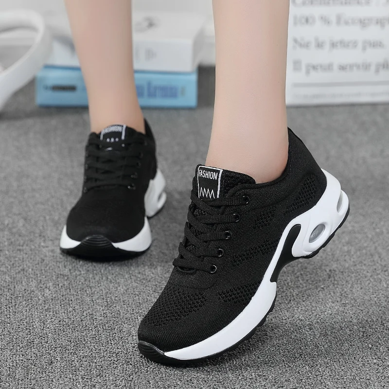 Frauen Fashion Air Kissen Sport Lauf Flache Weichen Boden Sneaker Mesh Atmungs Beiläufige Schuhe für Frauen 2021zapatillas Mujer