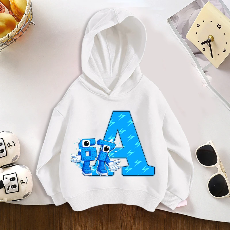 Six Seven Steals A BrainRoted Thin Hoodie Letter A-Z Printed Long Sleeve Fashion Cartoon Boys Girls Birthday Clothes Cute Tops