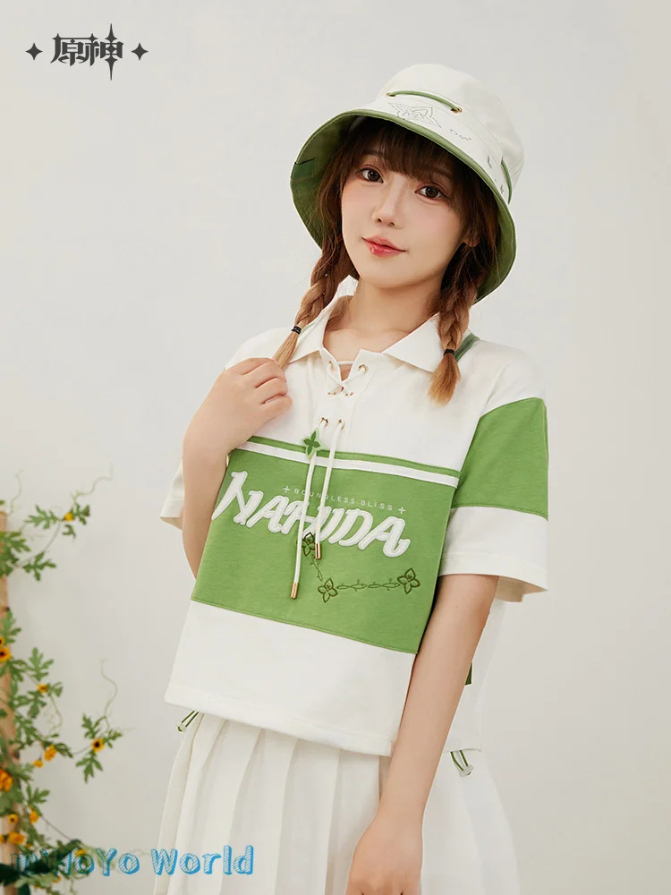 MiHoYo Official Genshin Impact Nahida POLO Shirt Doujin Nahida Theme Grass King Cotton Short Sleeves Lesser Lord Kusanali Gifts