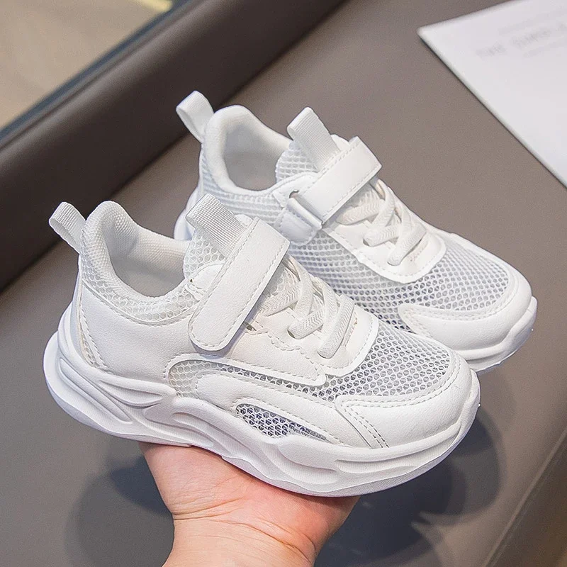 Tenis Sneakers Kids Summer New Boys Girls Sports Shoes Casual Board Shoes Mesh Breathable Soft Soled Children Small White Shoes