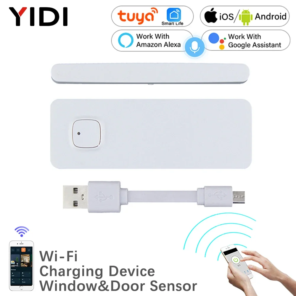 

WiFi Smart Door Window Sensor Tuya APP Notification Alerts Home Alarm Security Detector, Compatible with Alexa Google Home