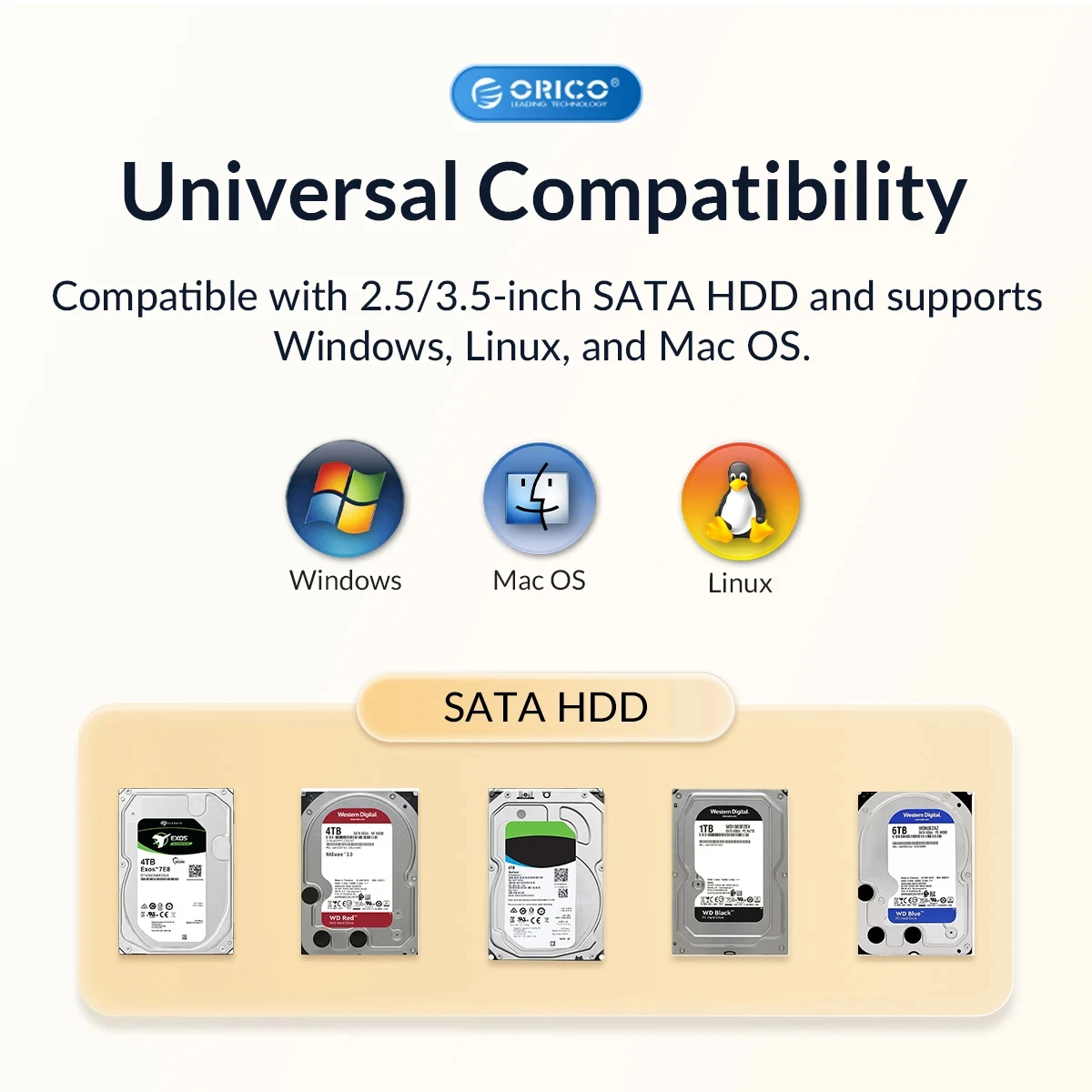 ORICO 5เบย์3.5นิ้ว solidstate การขยายตัวในตัวดิสก์ SATA ฮาร์ดไดรฟ์ HDD Enclosure สำหรับ2.5 3.5นิ้ว HDD