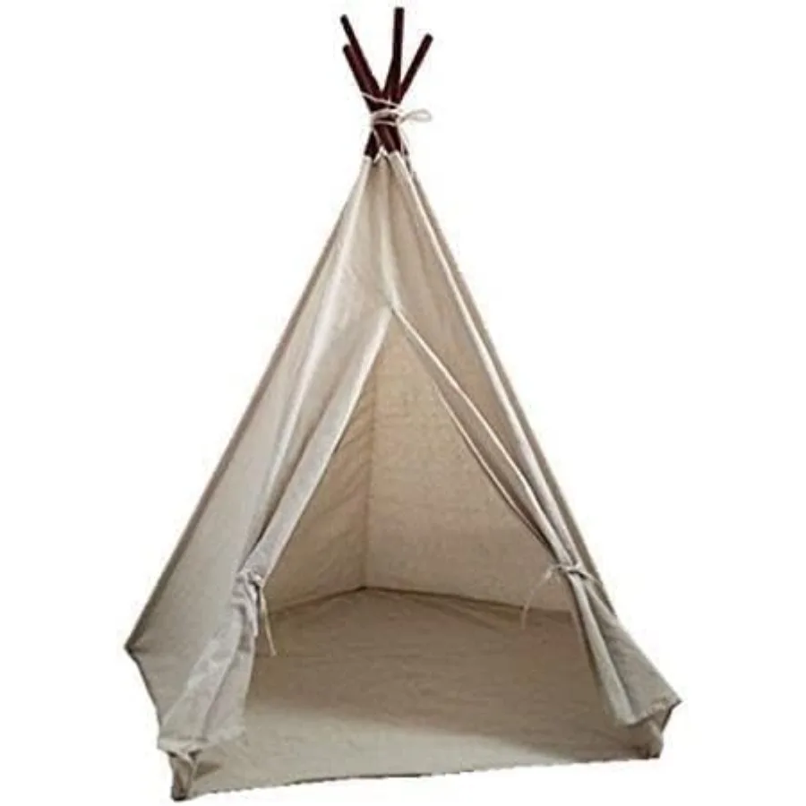 

Tent Adult 5 Poles Design Portable Cotton-Linen Tent with Drawstring Bag Outdoor Play Tent Camping Tent (Light Brown Color