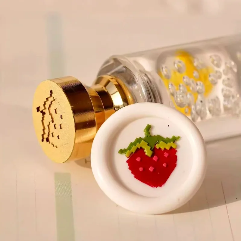 

3D пиксельная клубничная сургучная печать, оригинальная персонализированная рельефная латунная печатающая головка для Diy, конверт для скрапбукинга, приглашение на свадьбу