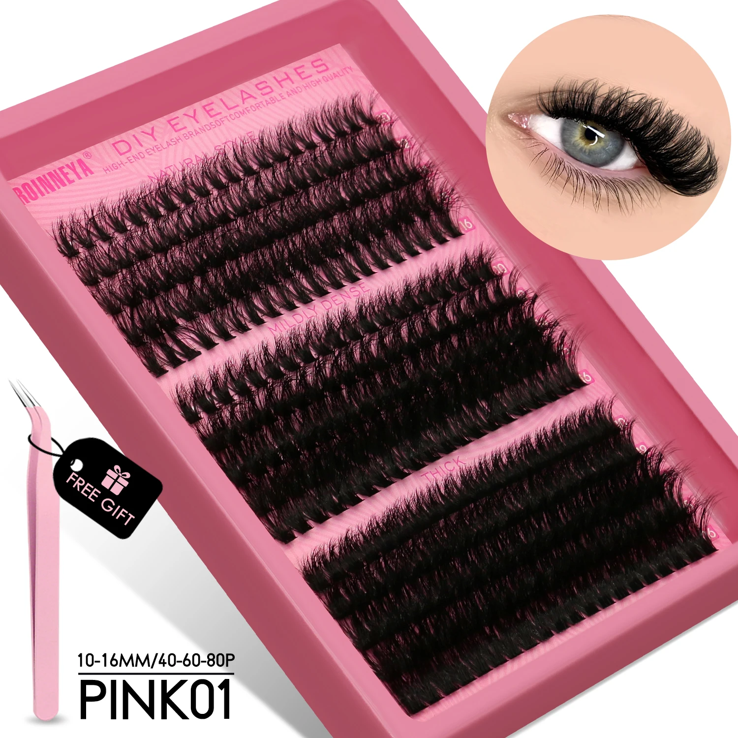 Cluster Lashes Kit, 15 Rows Mixed Volume Eyelashes