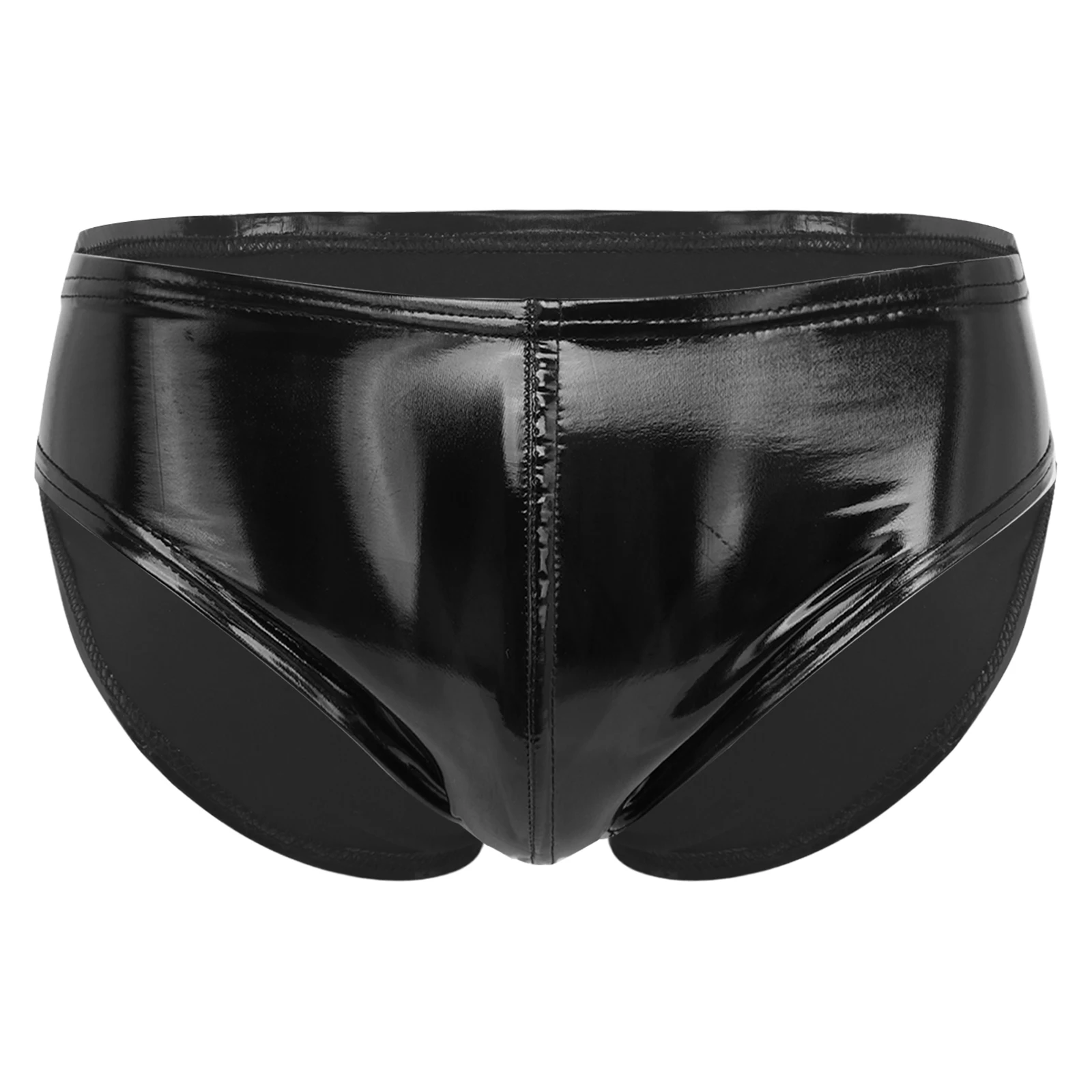 

Mens Sexy Underwear Wet Look Patent Leather Briefs Elastic Waistband Underpants Panties for Club Party Pole Dancing Costumes