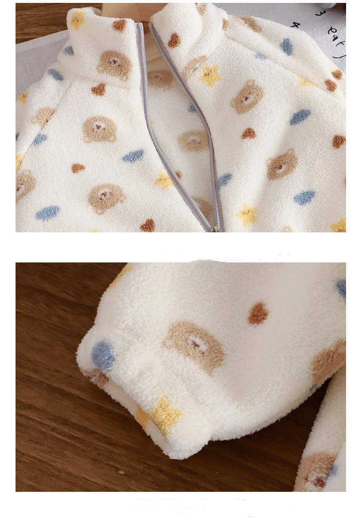 Kleinkinder-Set für Herbst und Winter mit Plusch-Futter, Verdickt, Cartoon-Motiv, Kinder-Hauskleidung, Gebürstetes Kinder-Set – Detail 10