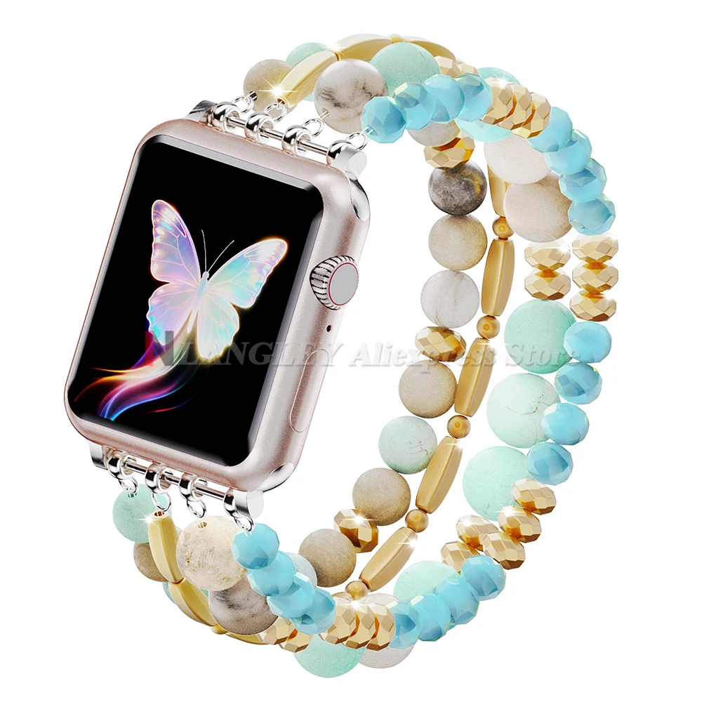 Armband Link Perlen Armband für Apple Watch Band 49 mm 40 mm 38 mm 42 mm 41 mm 44 mm 45 mm Bänder für iWatch Ultra 2 Serie 9 8 7 6 5 4 SE