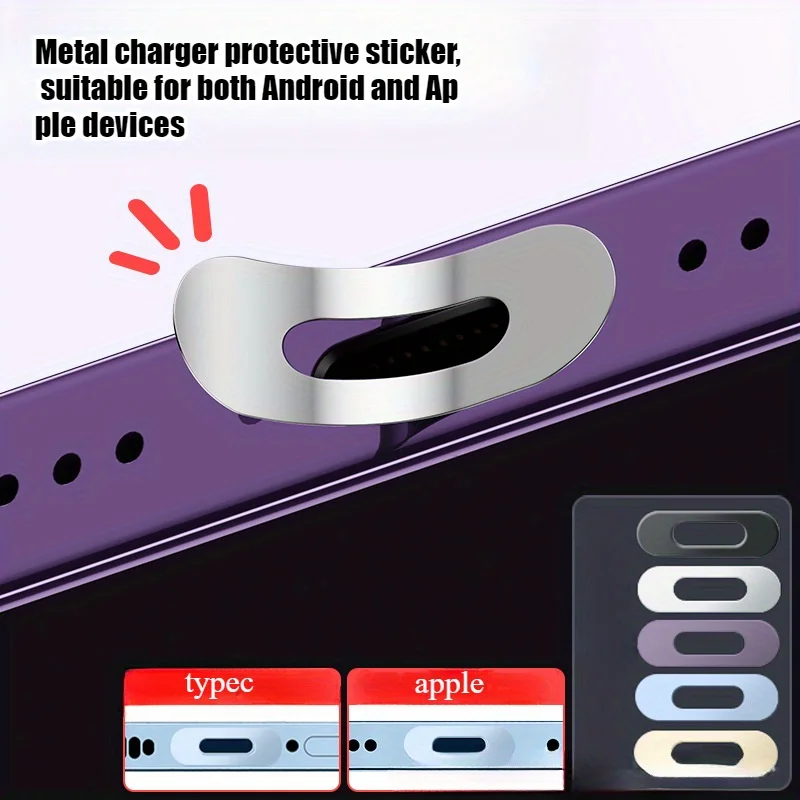 5pcs Pelindung Port Pengisian Daya Anti Gores Stiker Cocok untuk iPhone 15 16 Max Plus iPhone 17 Port Pengisian Daya Tipe-C