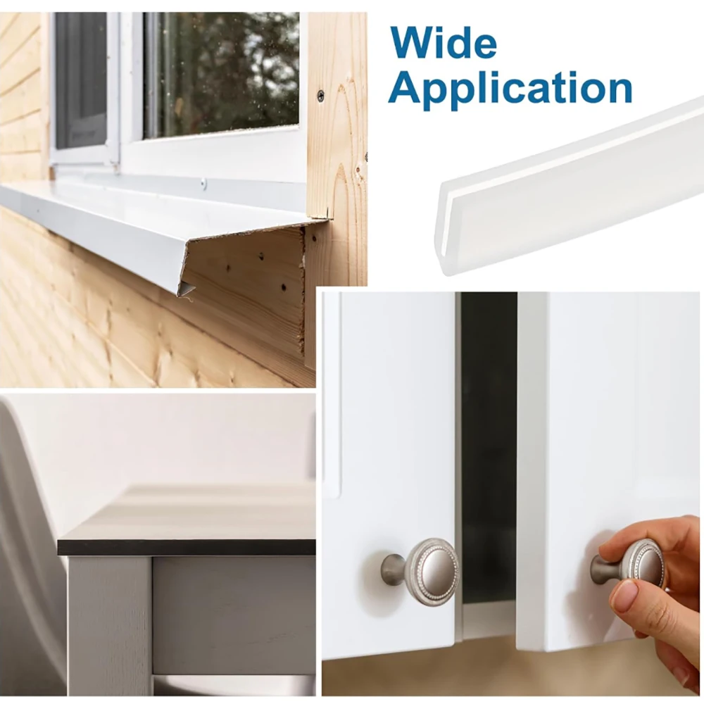 

U-Shaped Silicone Rubber Sealing Strip Shower Door Glass Weatherstrip Edge Guard Translucent White (Height x Width)