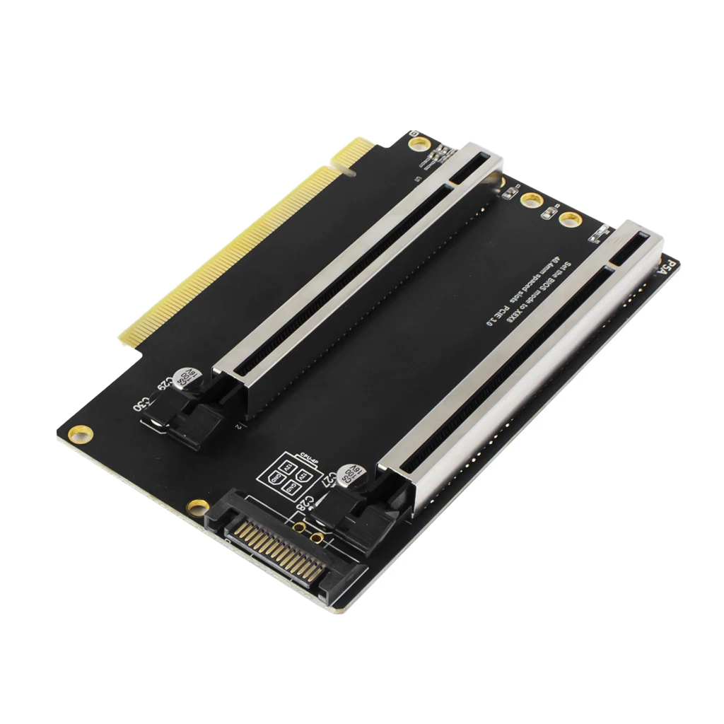 XT-XINTE PCIe 3.0 x16 to X8X8 Expansion Card PCIe-Bifurcation Gen3 x16 to x8x8 40.4mm Spaced Slots with SATA Power Interface