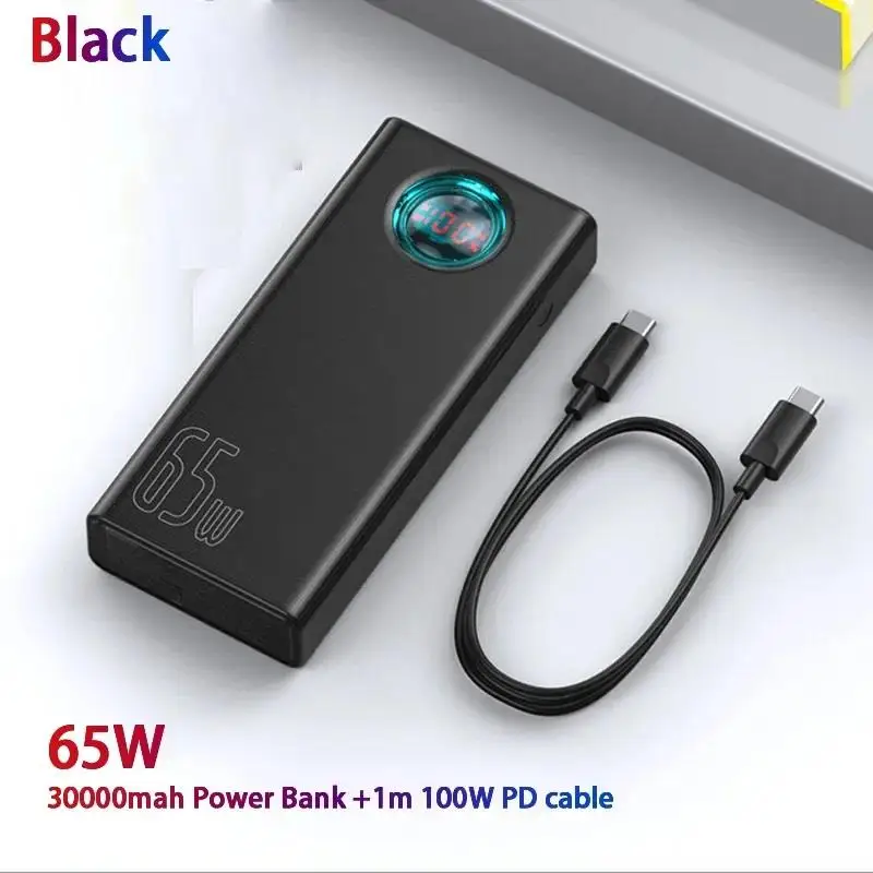 New! 65W 30000mAh Power Bank PD Quick Charge FCP SCP Powerbank Portable External Charger For Laptop Tablet iphone 15 Samsung