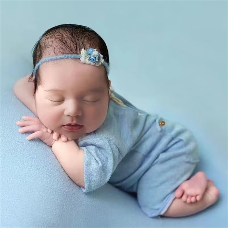 Newborn Photo Props Short Sleeves Jumpsuit Baby Photography Clothes Soft Triangle Romper for Infant 0-1Month Boys Girls